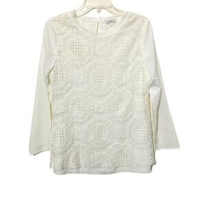 Tyler Boe Crochet‎ overlay off white cream top blouse sz 2